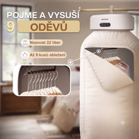 MOJOCO Přenosná sušička prádla – kompaktní, tichá, 600 W